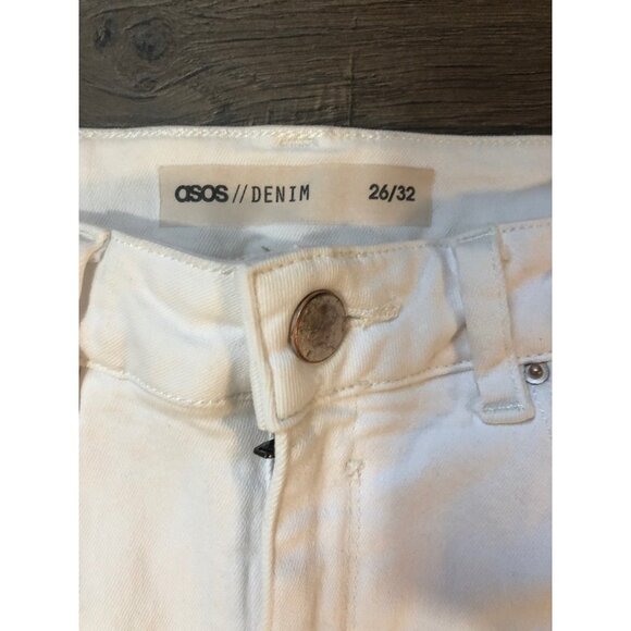 ASOS high rise skinny white denim jeans 26 - Picture 2 of 5
